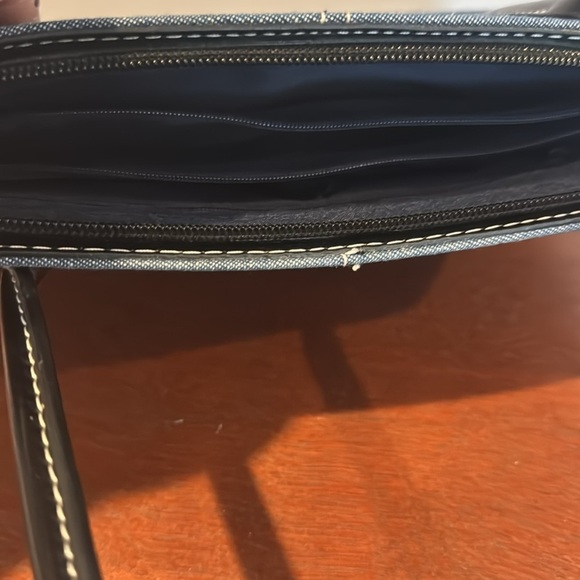 Kate Spade denim and black old school style stiff handled first handbag - Picture 9 of 16